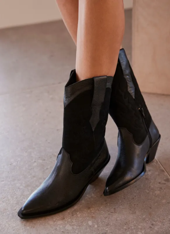 Black Leather Cowboy Boots sold by Mint Velvet
