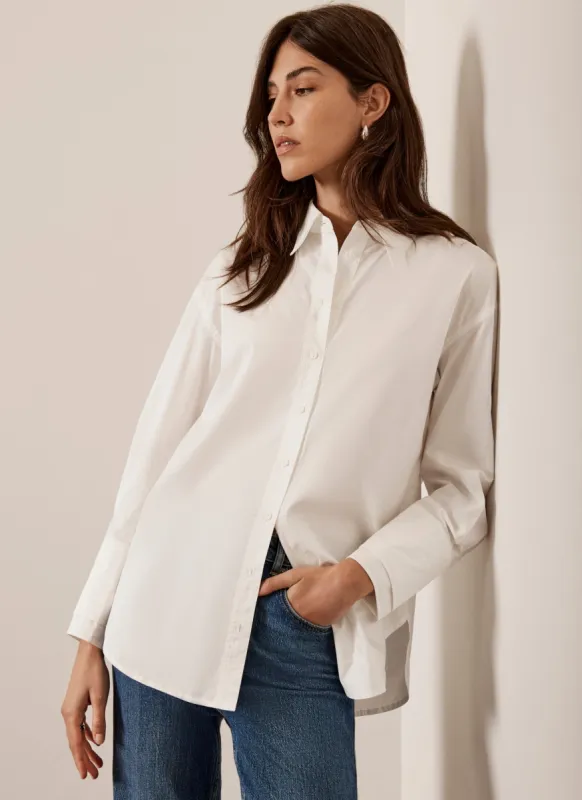 White Cotton Collared Shirt sold by Mint Velvet