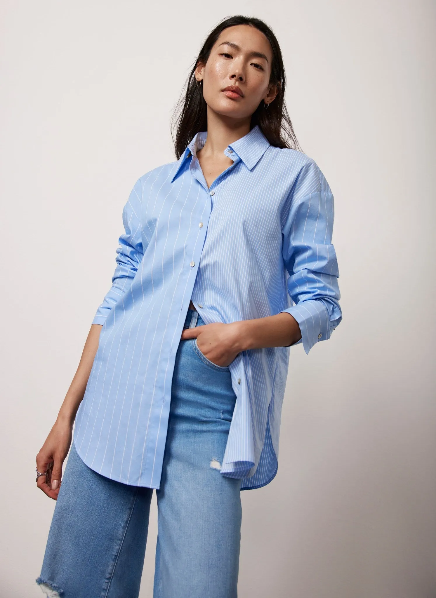 Blue Contrast Stripe Shirt sold by Mint Velvet