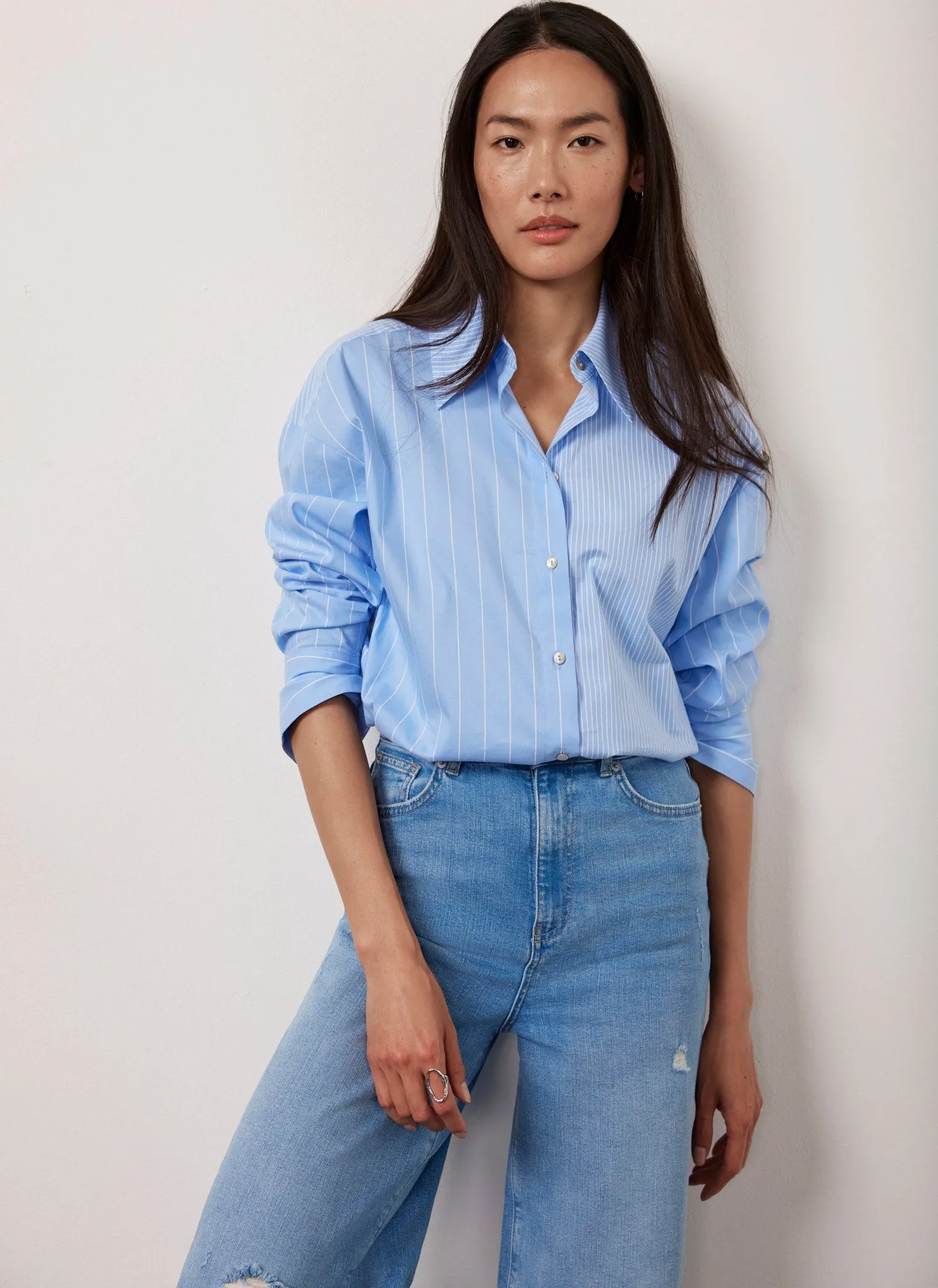 Blue Contrast Stripe Shirt sold by Mint Velvet product image thumbnail 4