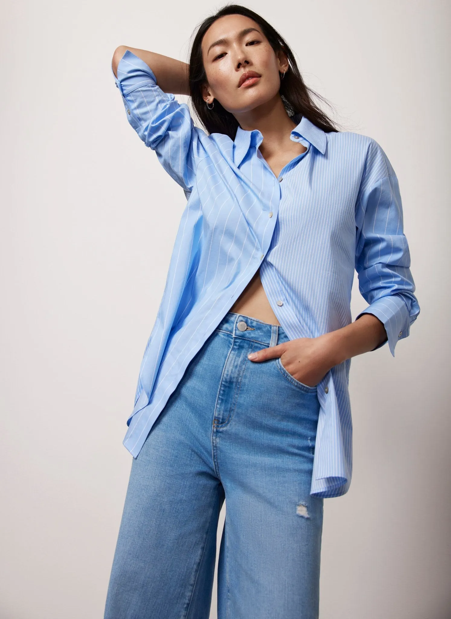 Blue Contrast Stripe Shirt sold by Mint Velvet product image thumbnail 3