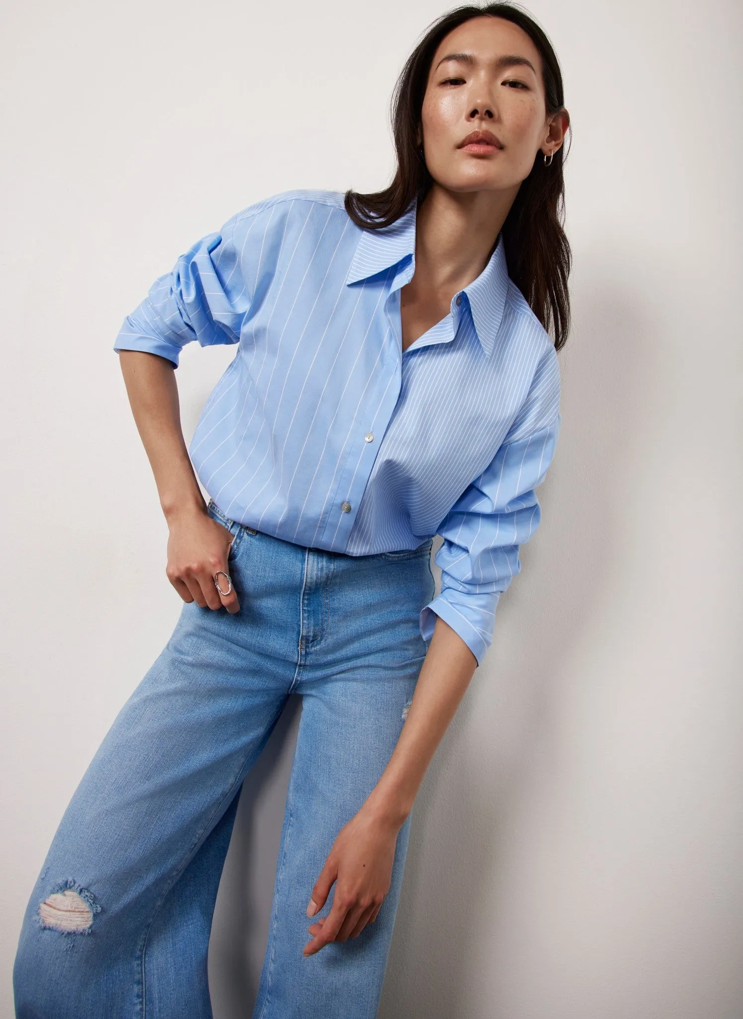 Blue Contrast Stripe Shirt sold by Mint Velvet product image thumbnail 2