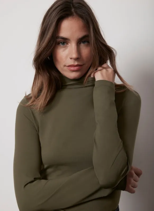 Khaki Layering High Neck Top sold by Mint Velvet