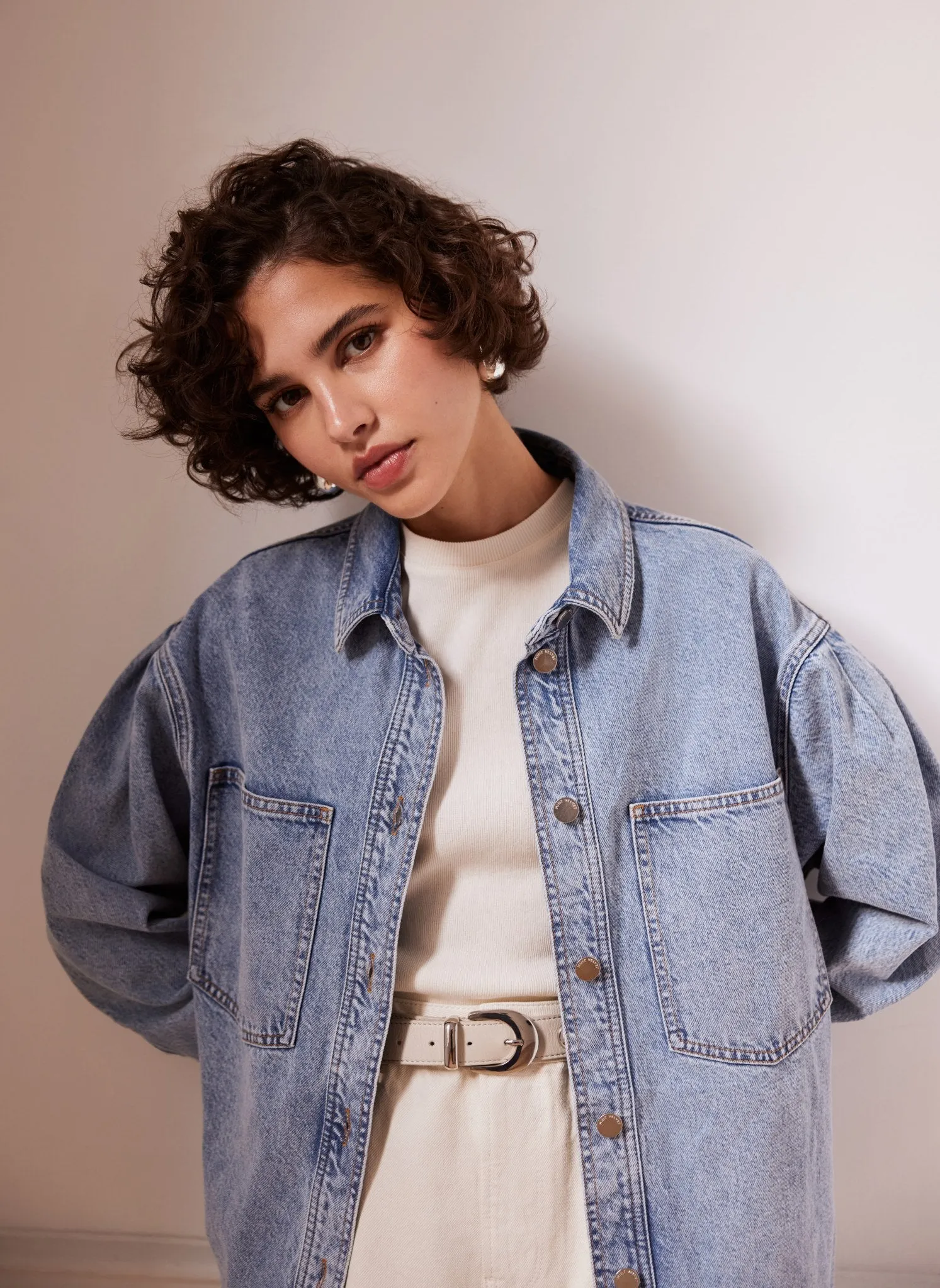 Indigo Oversized Denim Shacket sold by Mint Velvet product image thumbnail 3