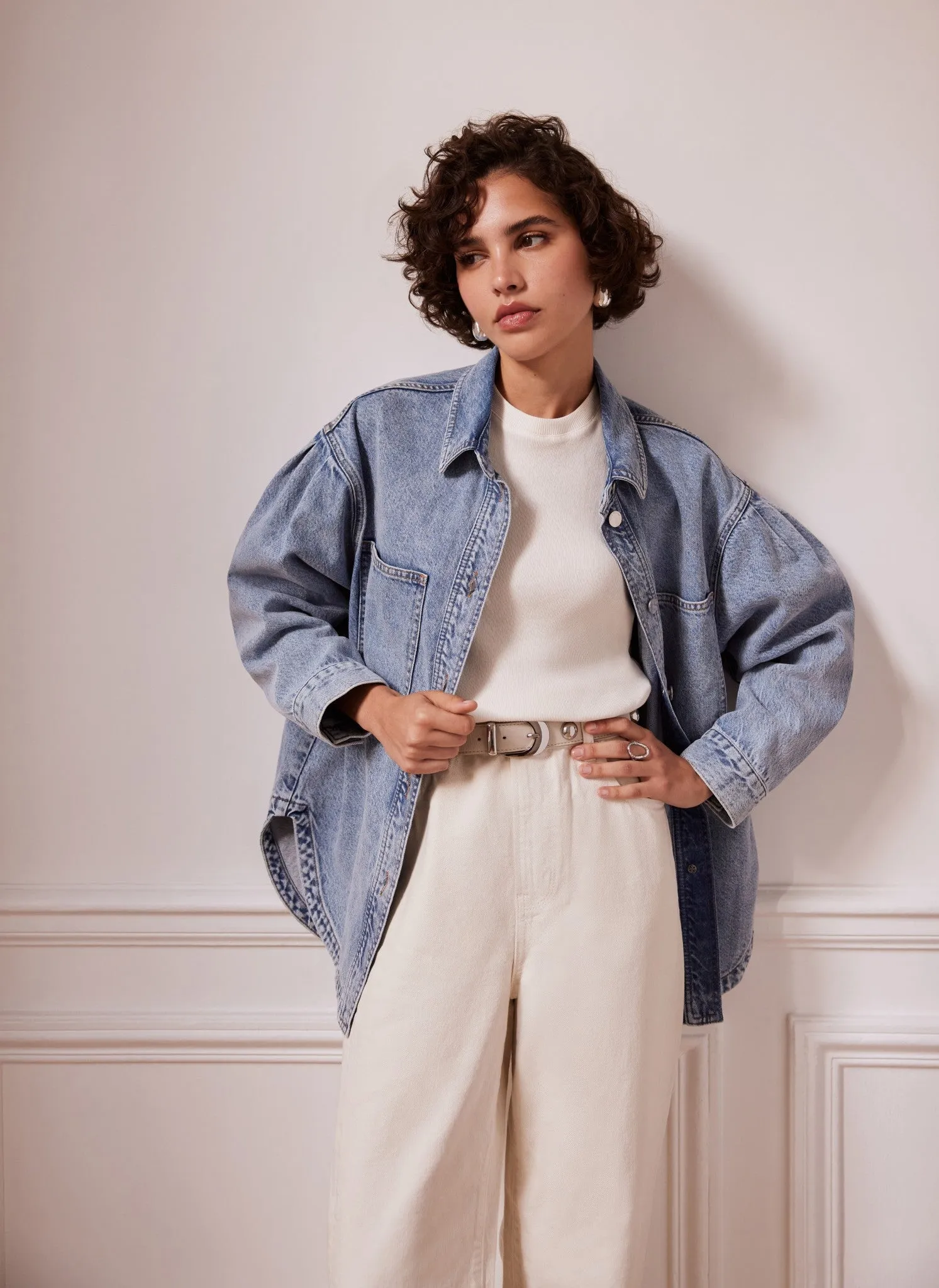 Indigo Oversized Denim Shacket sold by Mint Velvet