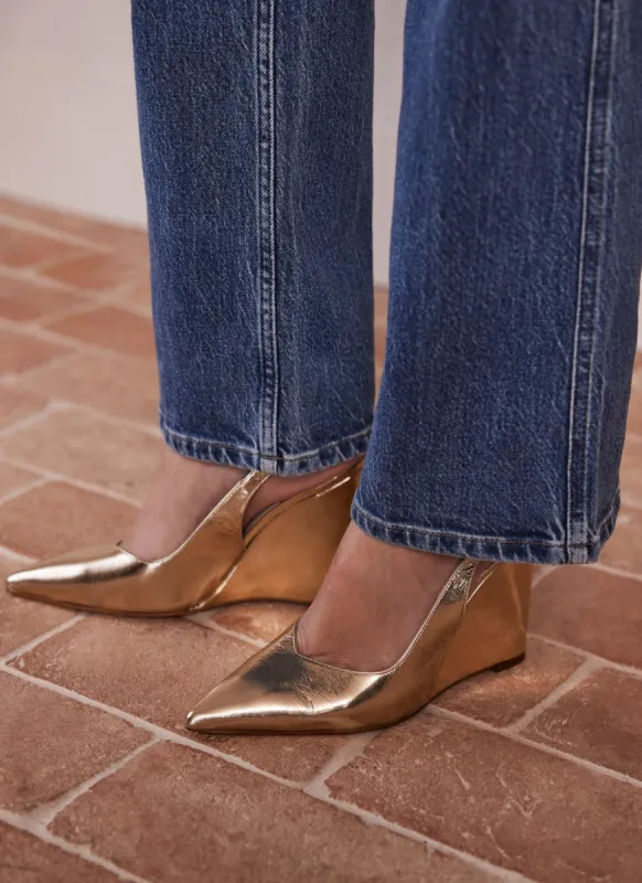 Gold Leather Wedge Heels sold by Mint Velvet