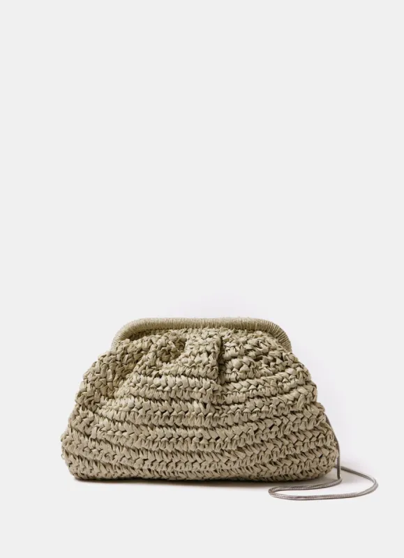 Green Straw Clutch Bag sold by Mint Velvet