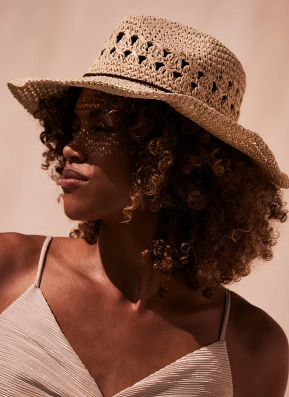 Neutral Straw Cowboy Hat sold by Mint Velvet