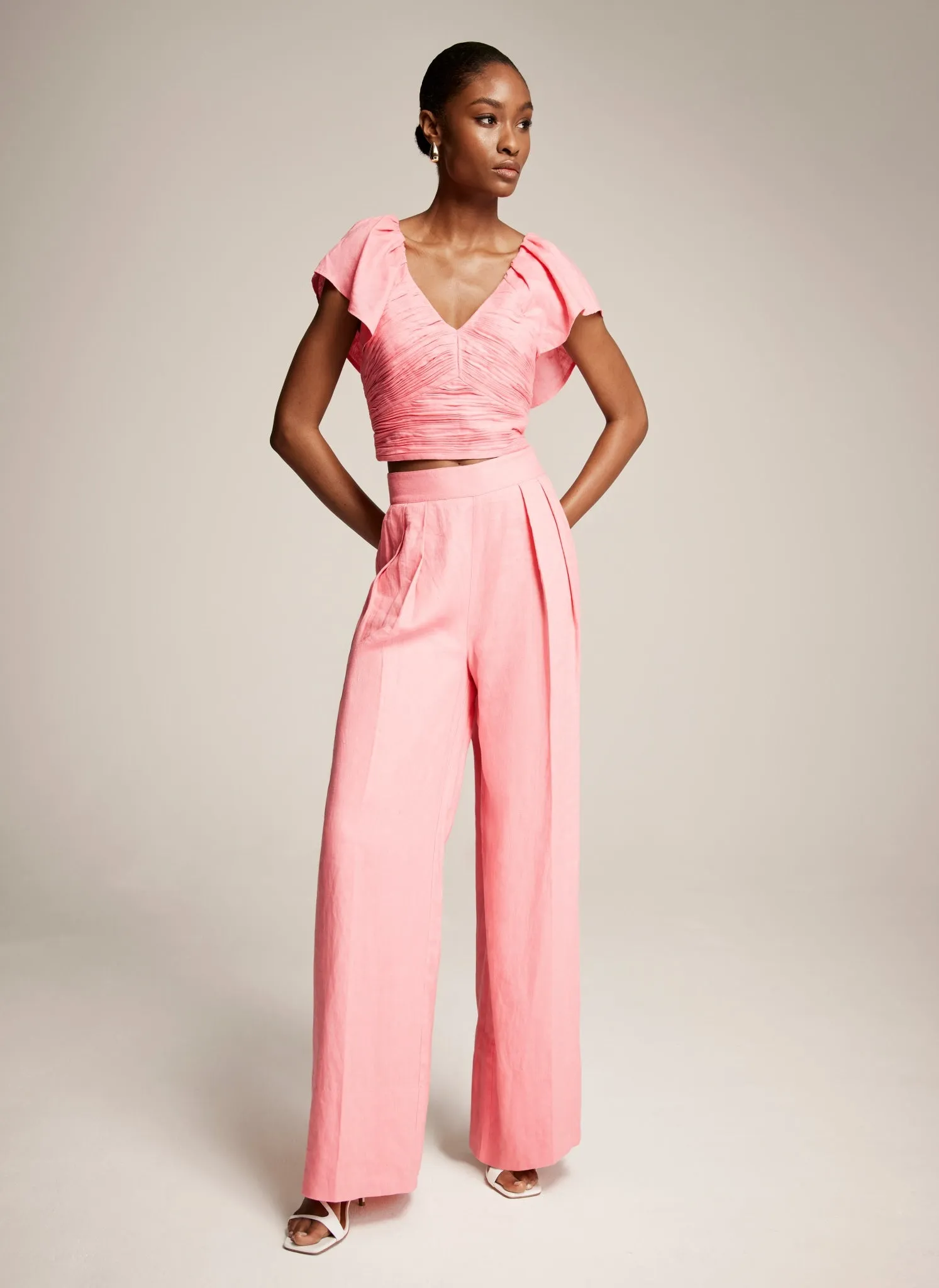 Pink Linen Wide Trousers sold by Mint Velvet product image thumbnail 4
