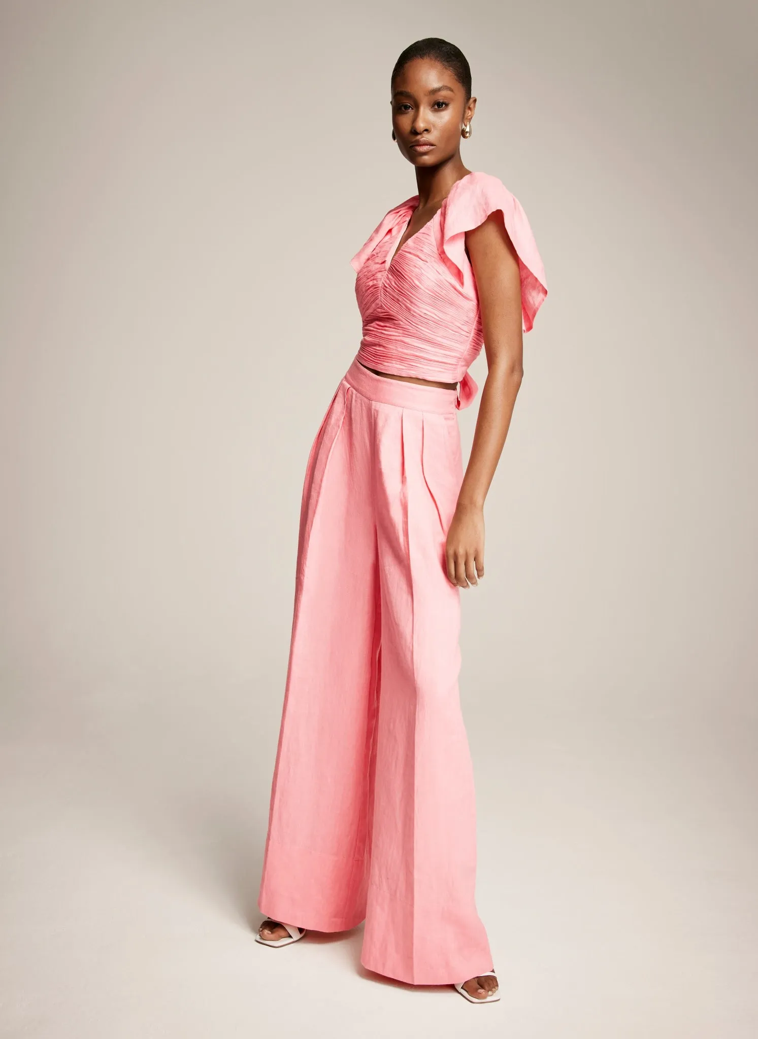 Pink Linen Wide Trousers sold by Mint Velvet product image thumbnail 2