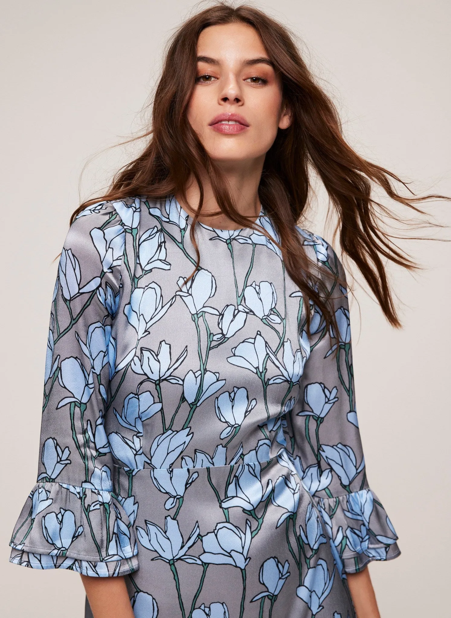 Grey Print Pleated Midi Dress sold by Mint Velvet product image thumbnail 4