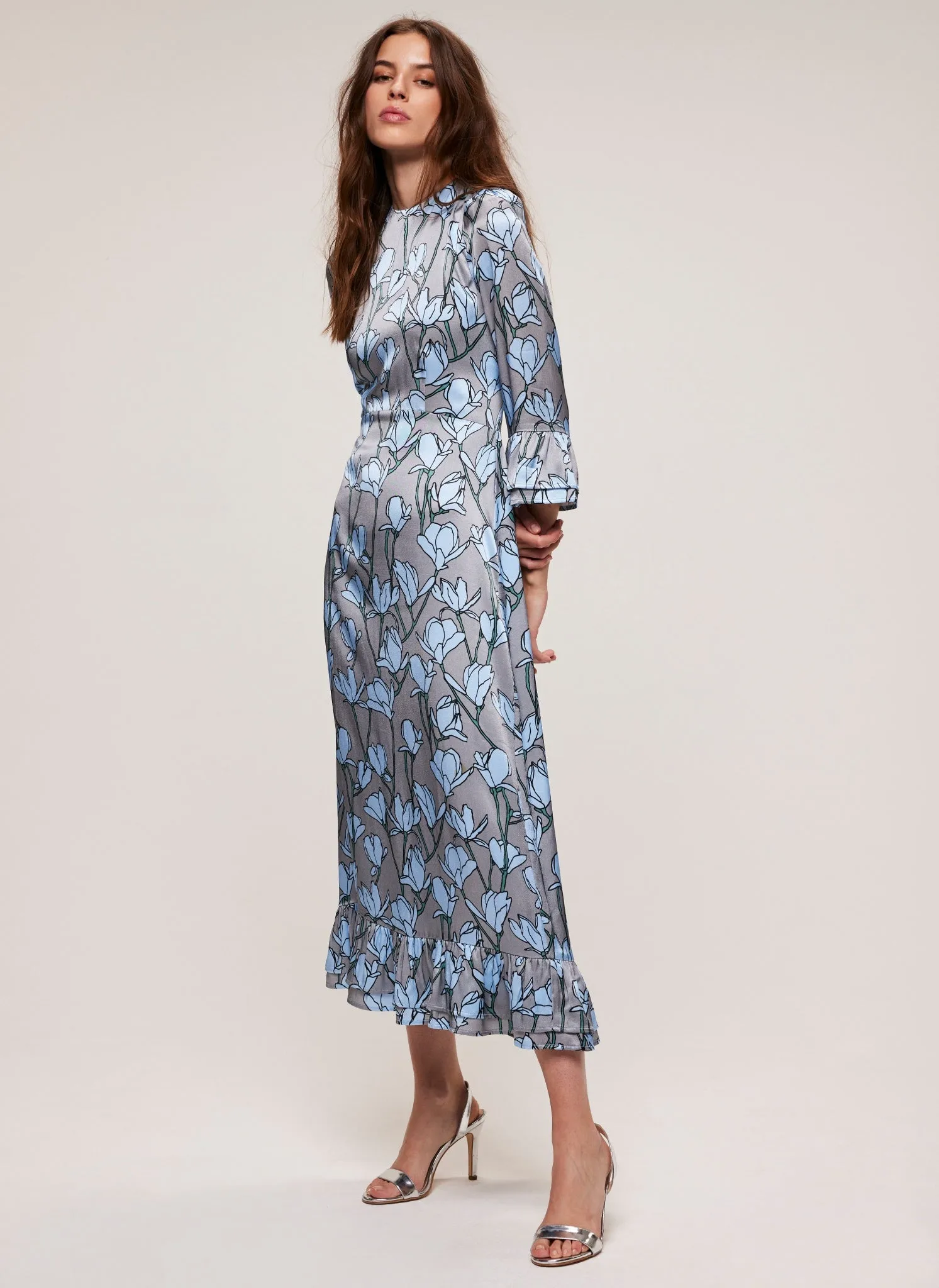 Grey Print Pleated Midi Dress sold by Mint Velvet product image thumbnail 3