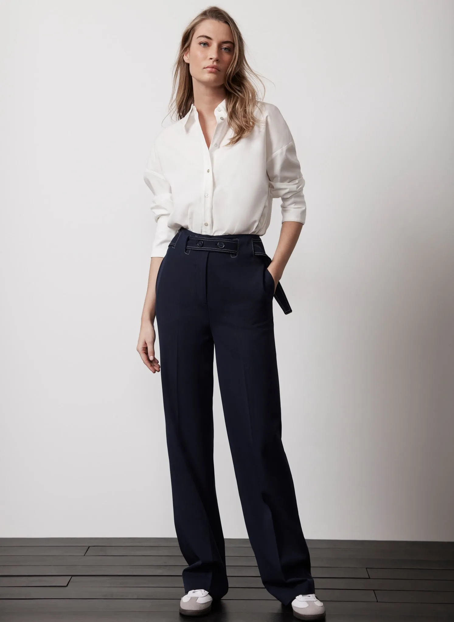 Navy Belted Wide Trousers sold by Mint Velvet product image thumbnail 4