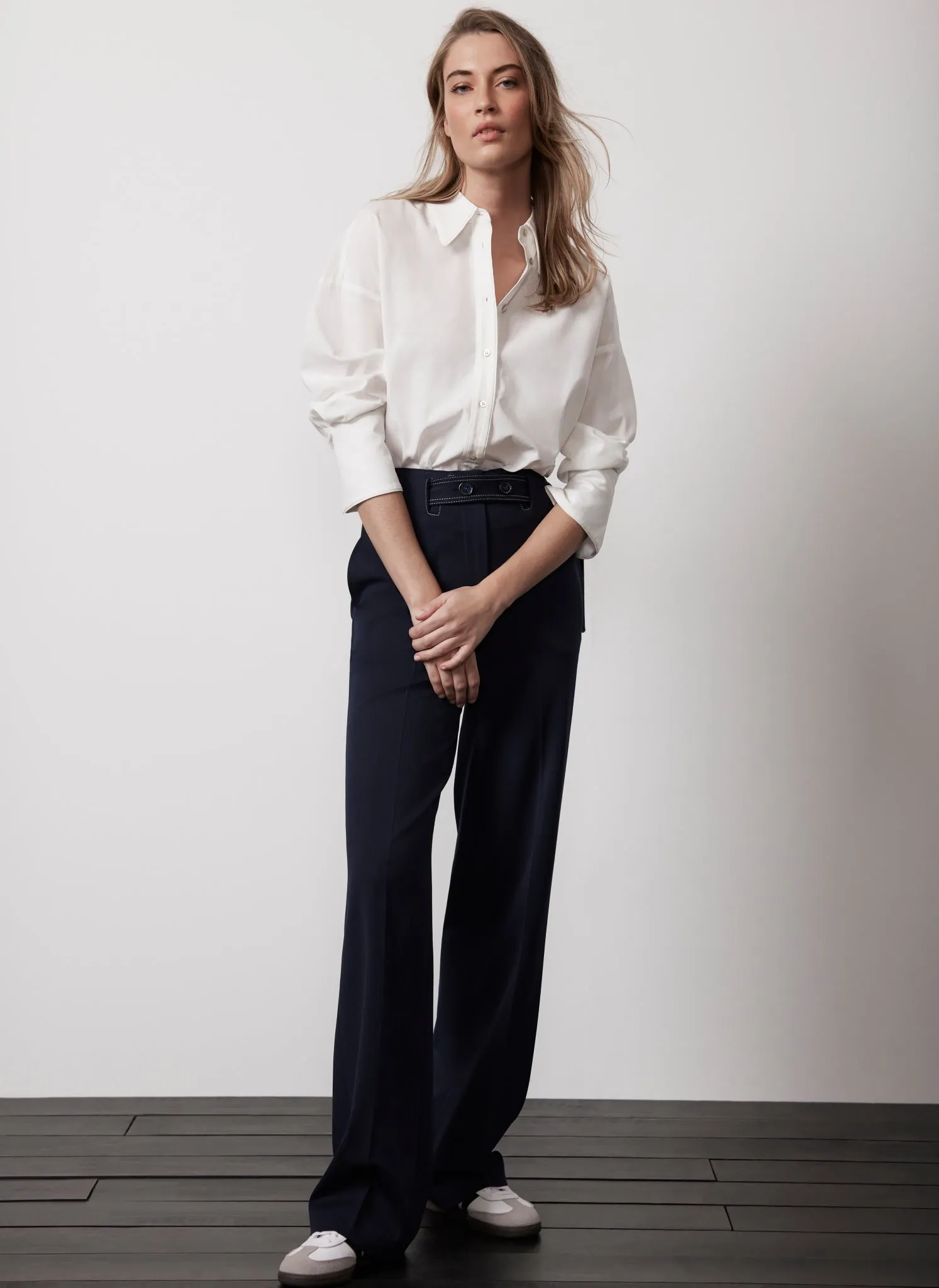 Navy Belted Wide Trousers sold by Mint Velvet