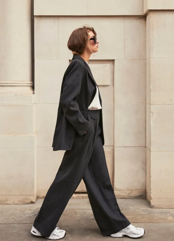 Dark Grey Pleat Wide Trousers sold by Mint Velvet