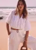 White Linen Puff Sleeve Top sold by Mint Velvet