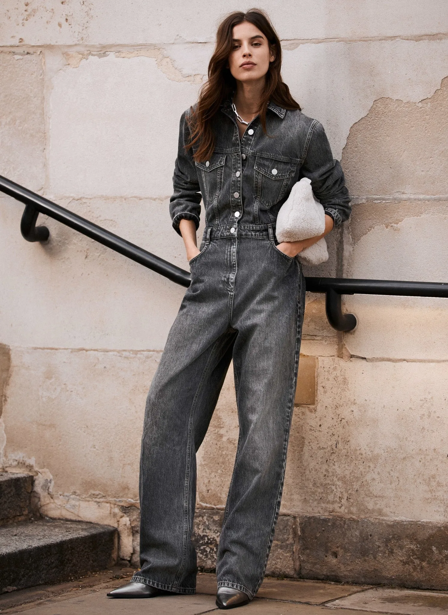 Grey Washed Denim Jumpsuit sold by Mint Velvet