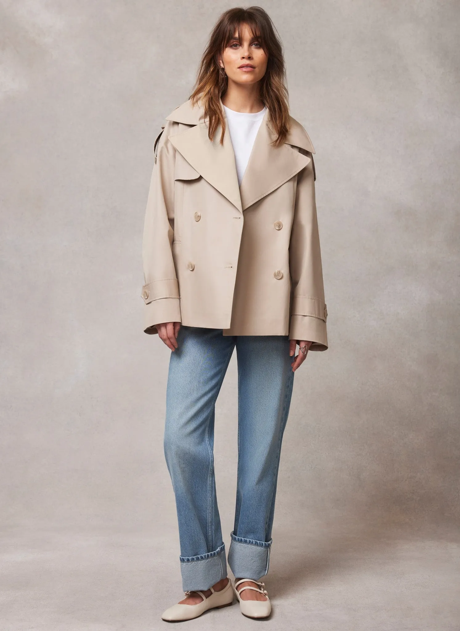 Neutral Short Trench Jacket sold by Mint Velvet product image thumbnail 2