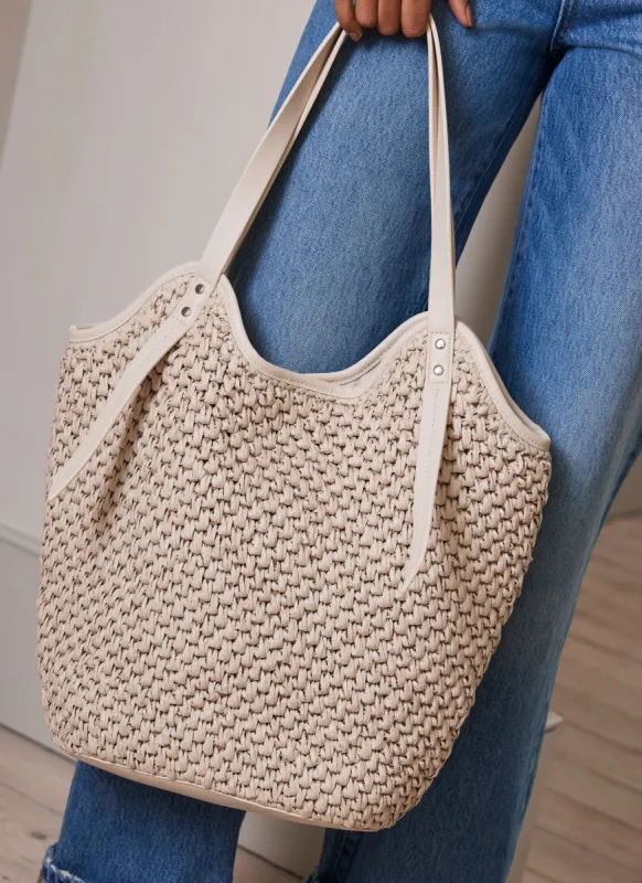 Neutral Woven Tote Bag sold by Mint Velvet