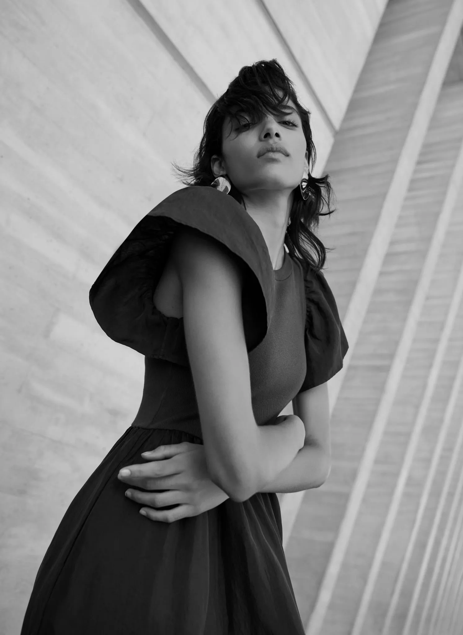 Brown Jersey Ruffle Midi Dress sold by Mint Velvet product image thumbnail 2