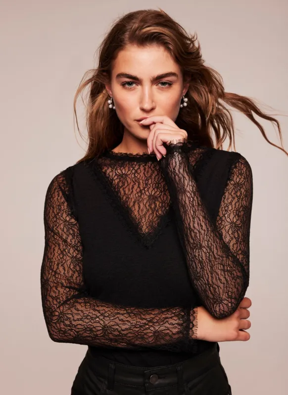 Black Lace Top sold by Mint Velvet