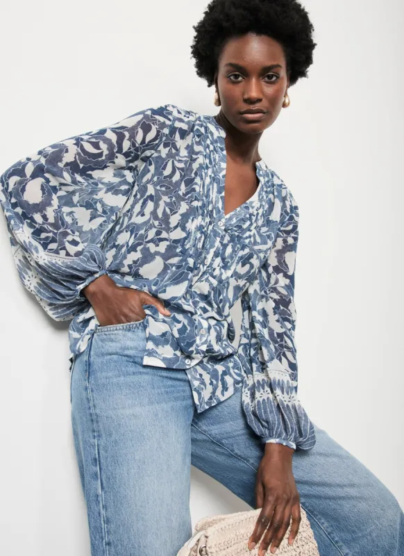 Blue Printed Chiffon Blouse sold by Mint Velvet