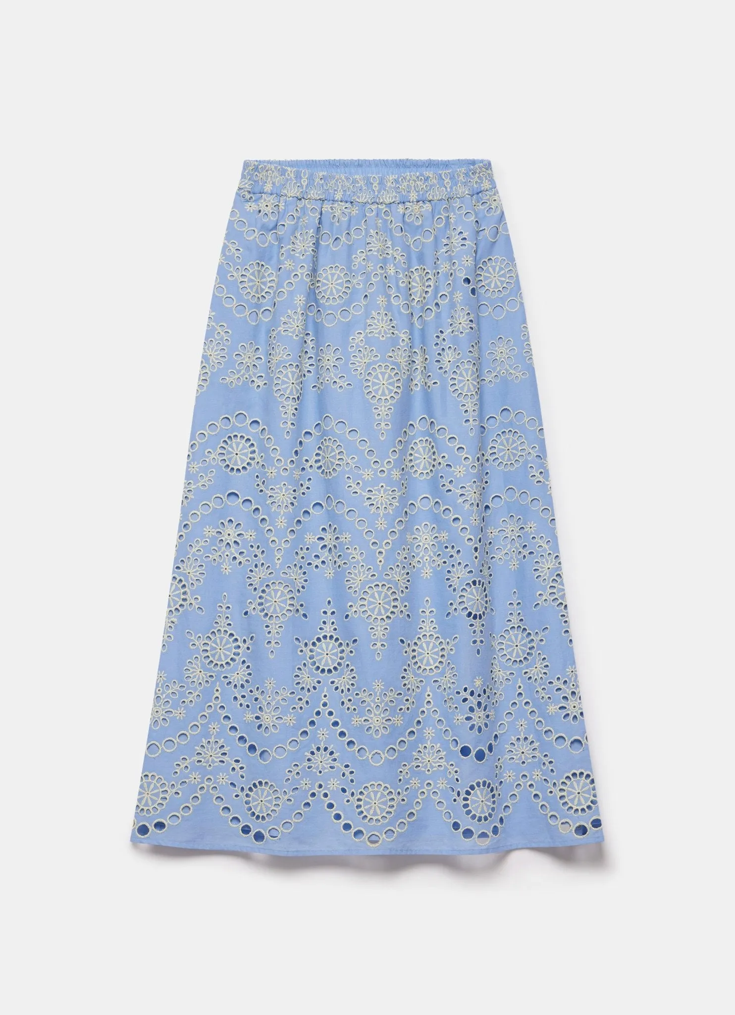 Blue Broderie Cotton Midi Skirt sold by Mint Velvet product image thumbnail 5