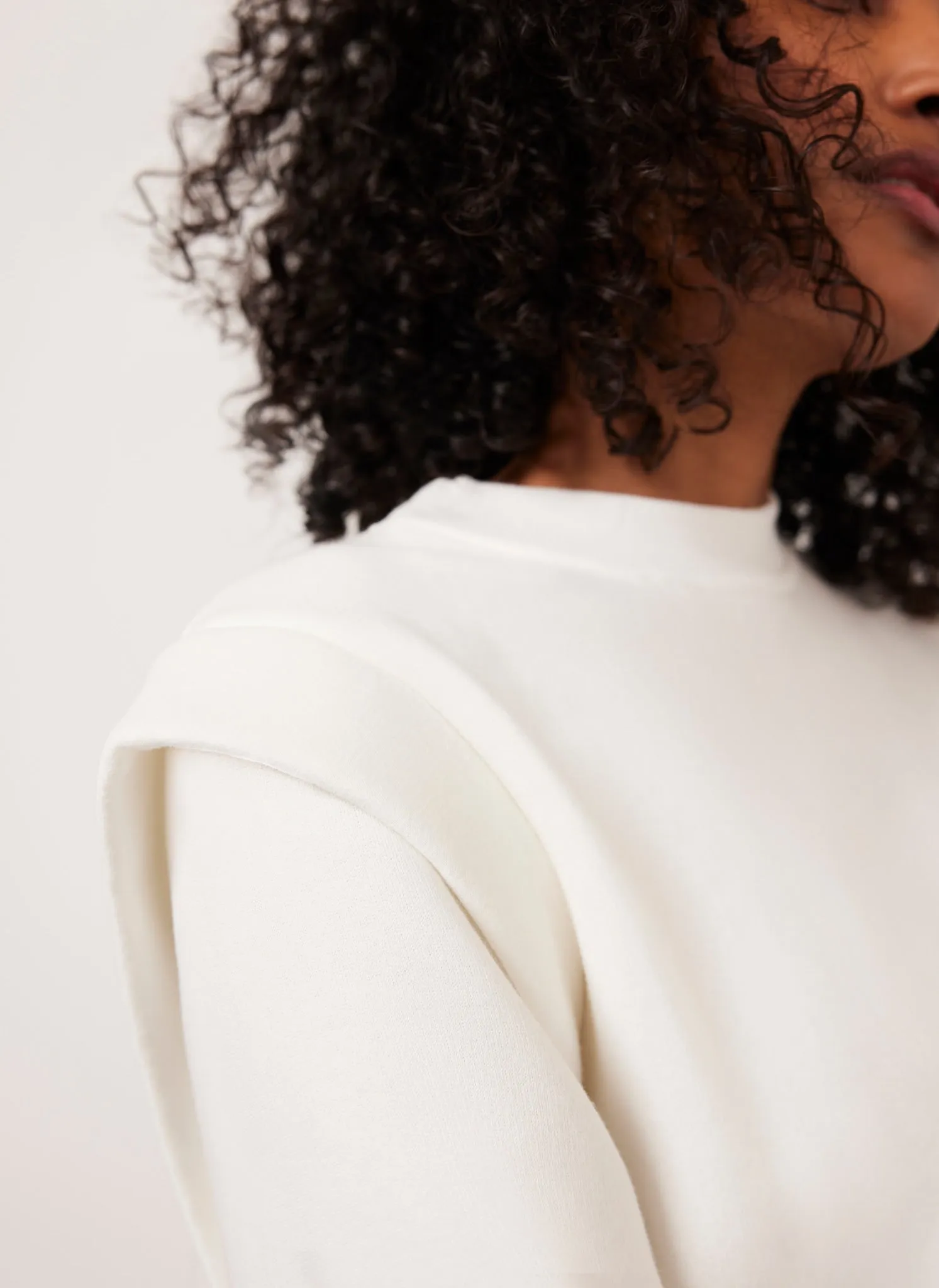 White Cotton Extended Shoulder Sweatshirt sold by Mint Velvet product image thumbnail 2