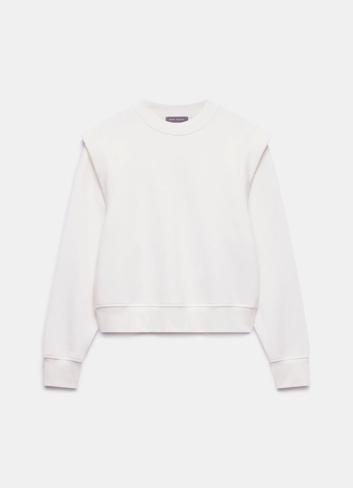 White Cotton Extended Shoulder Sweatshirt sold by Mint Velvet product image thumbnail 4