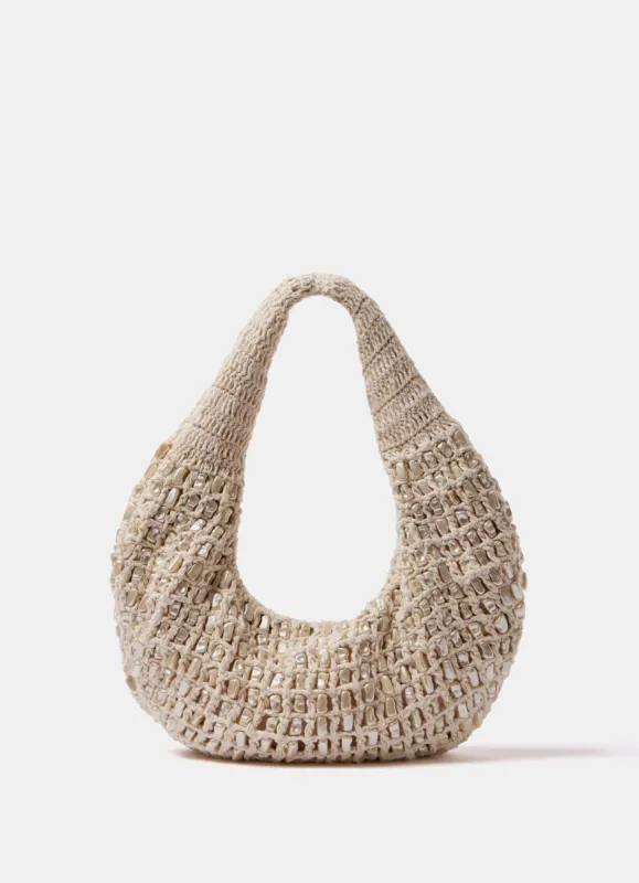 Neutral Knitted Pearl Bag sold by Mint Velvet