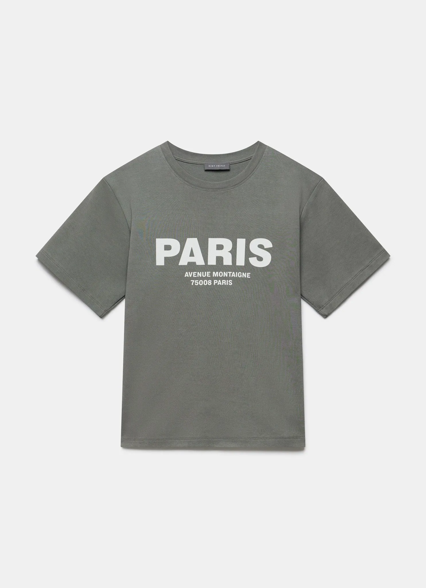 Khaki Paris Slogan T-Shirt sold by Mint Velvet product image thumbnail 5