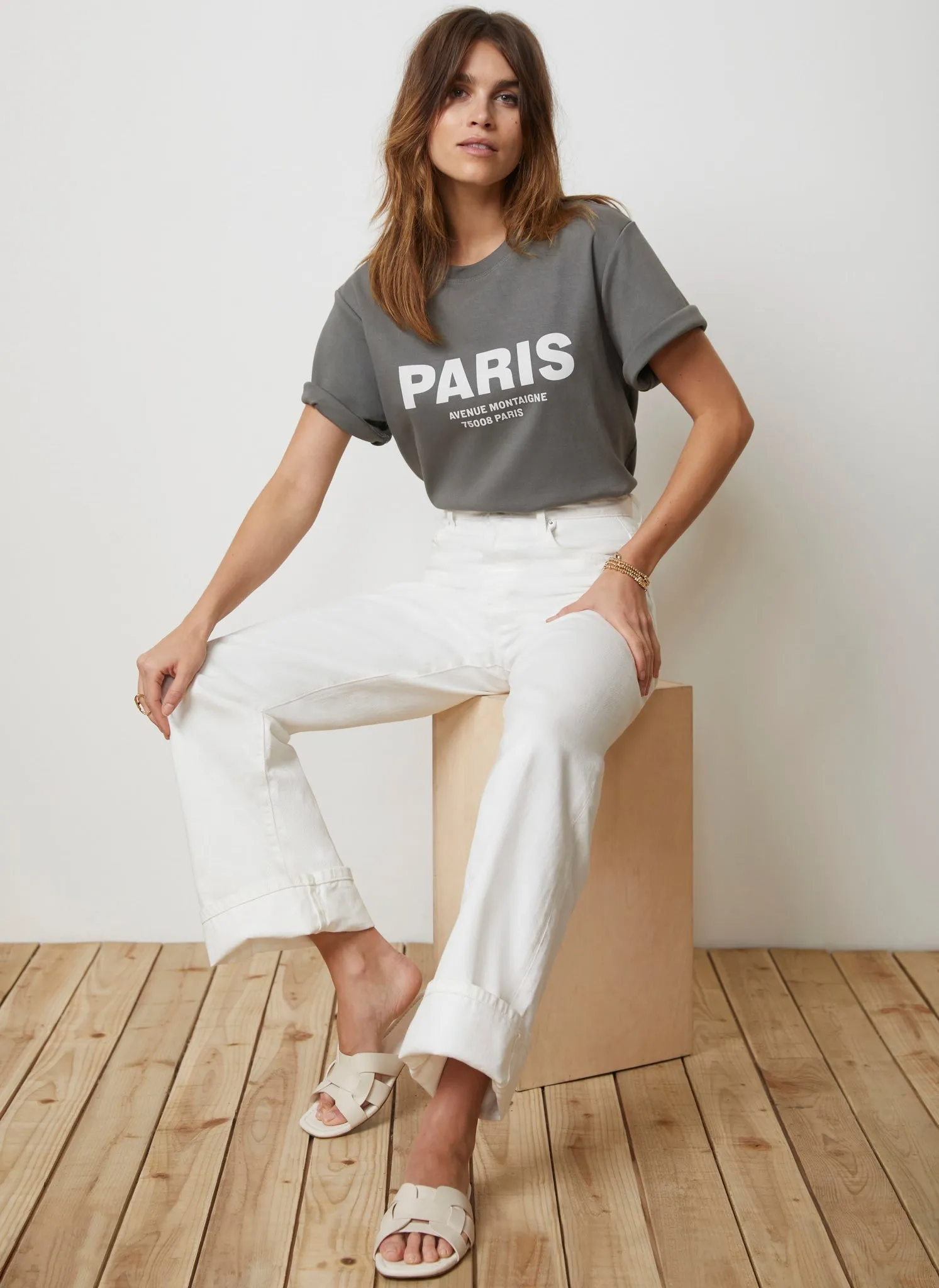 Khaki Paris Slogan T-Shirt sold by Mint Velvet product image thumbnail 4