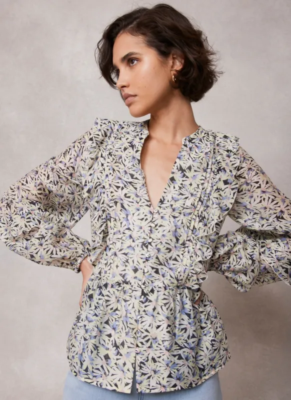 Neutral Floral Print Blouse sold by Mint Velvet