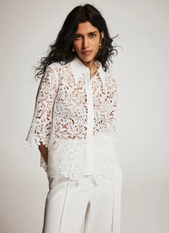 White Lace Cropped Shirt sold by Mint Velvet
