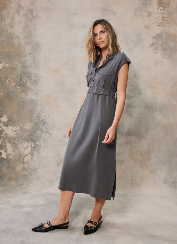 Grey Utility Midi Shirt Dress sold by Mint Velvet