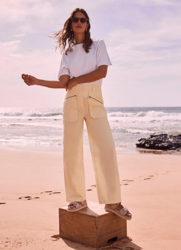 Yellow Cotton Cargo Trousers sold by Mint Velvet