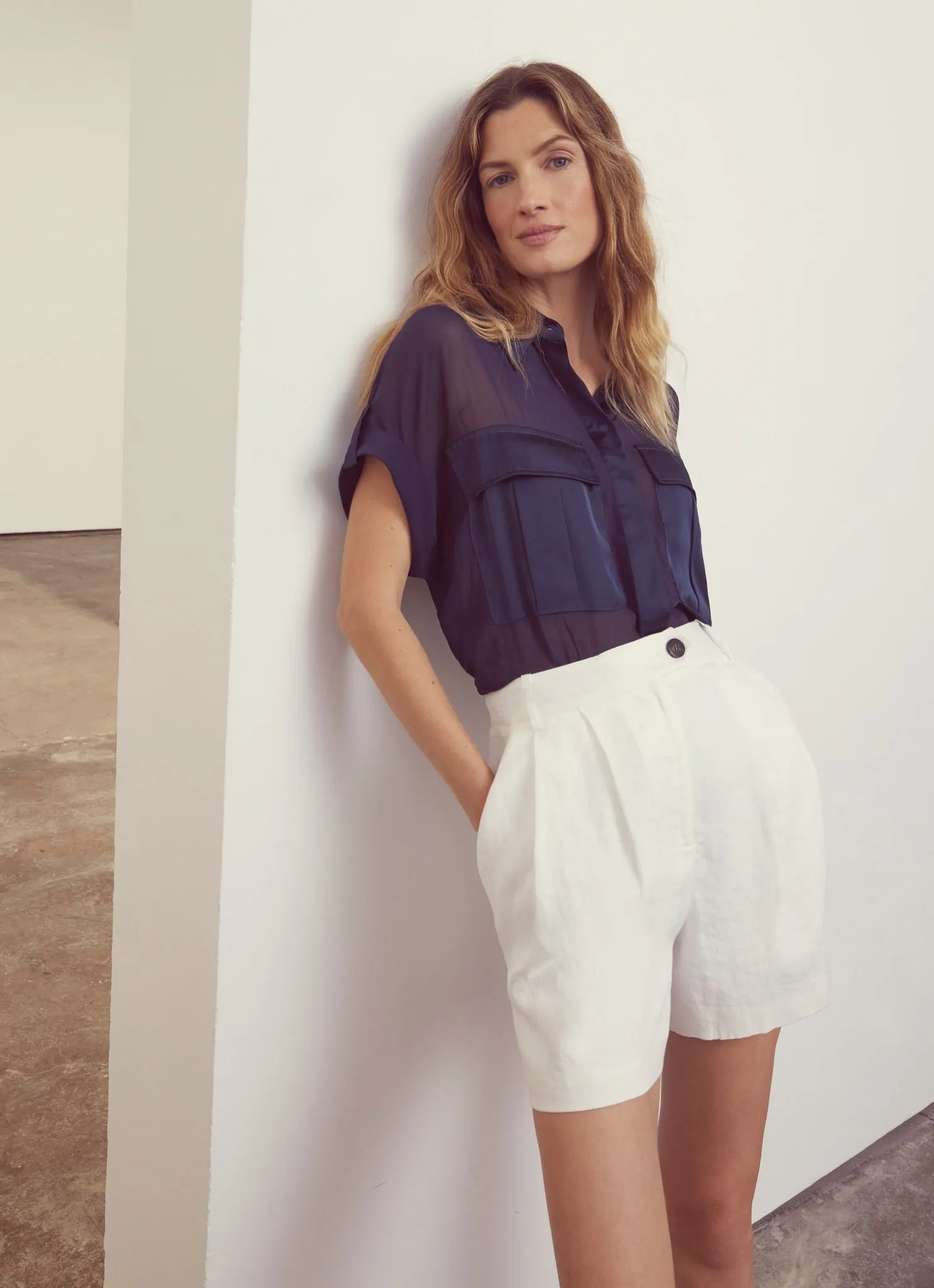 Navy Short Sleeve Shirt sold by Mint Velvet