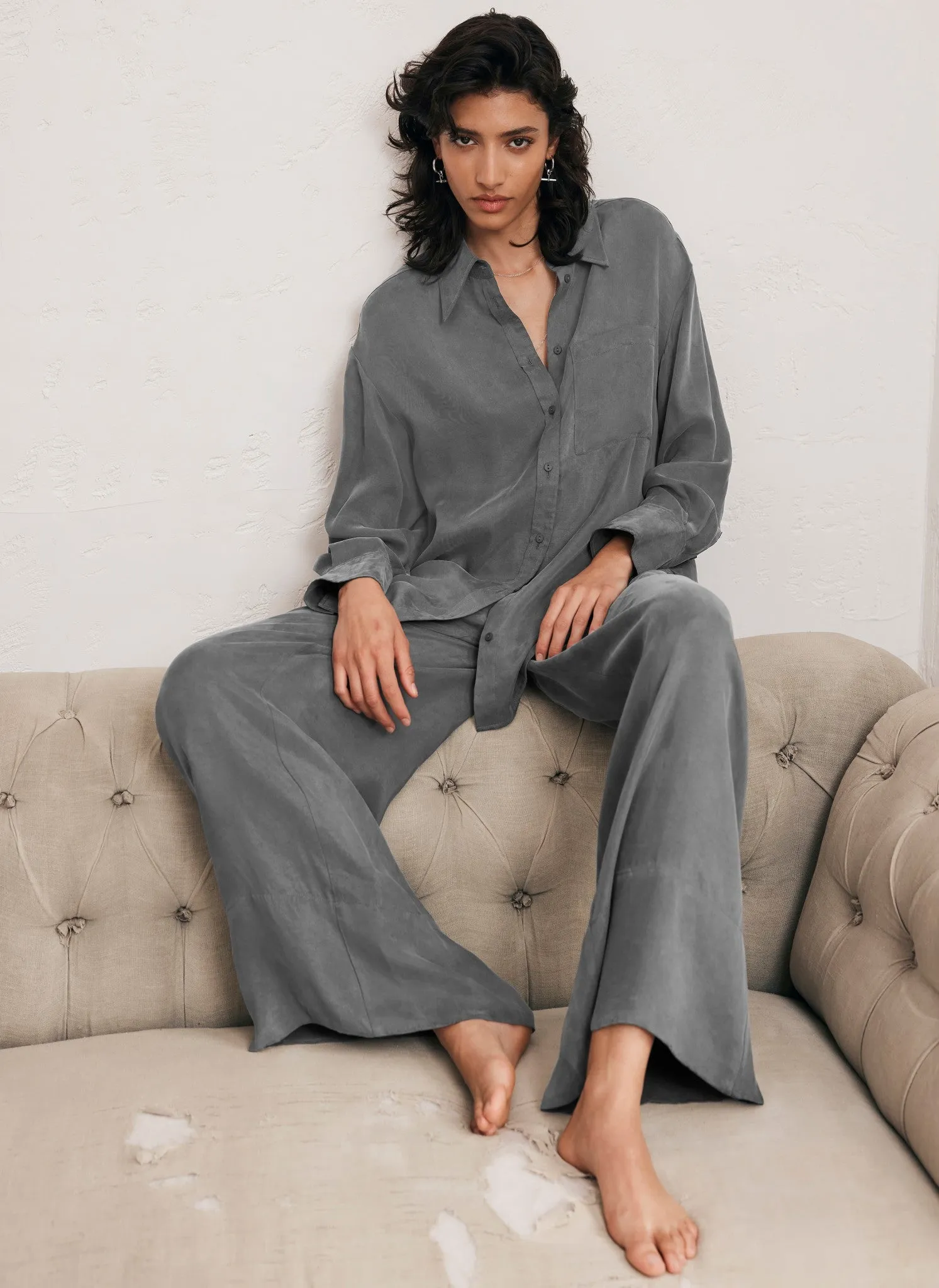 Grey Oversized Long Sleeved Shirt sold by Mint Velvet product image thumbnail 3