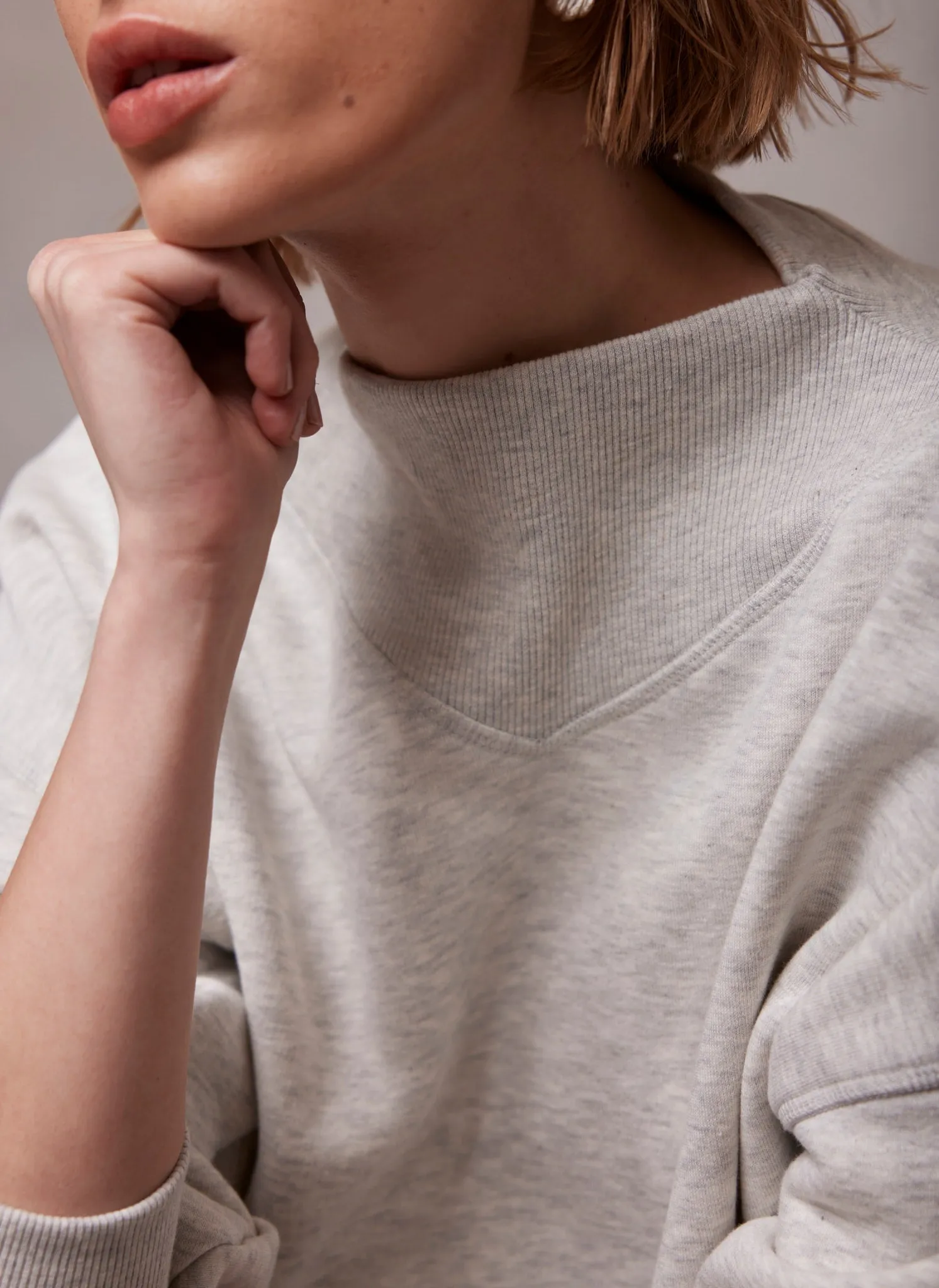 Grey Ribbed High Neck Sweatshirt sold by Mint Velvet product image thumbnail 3