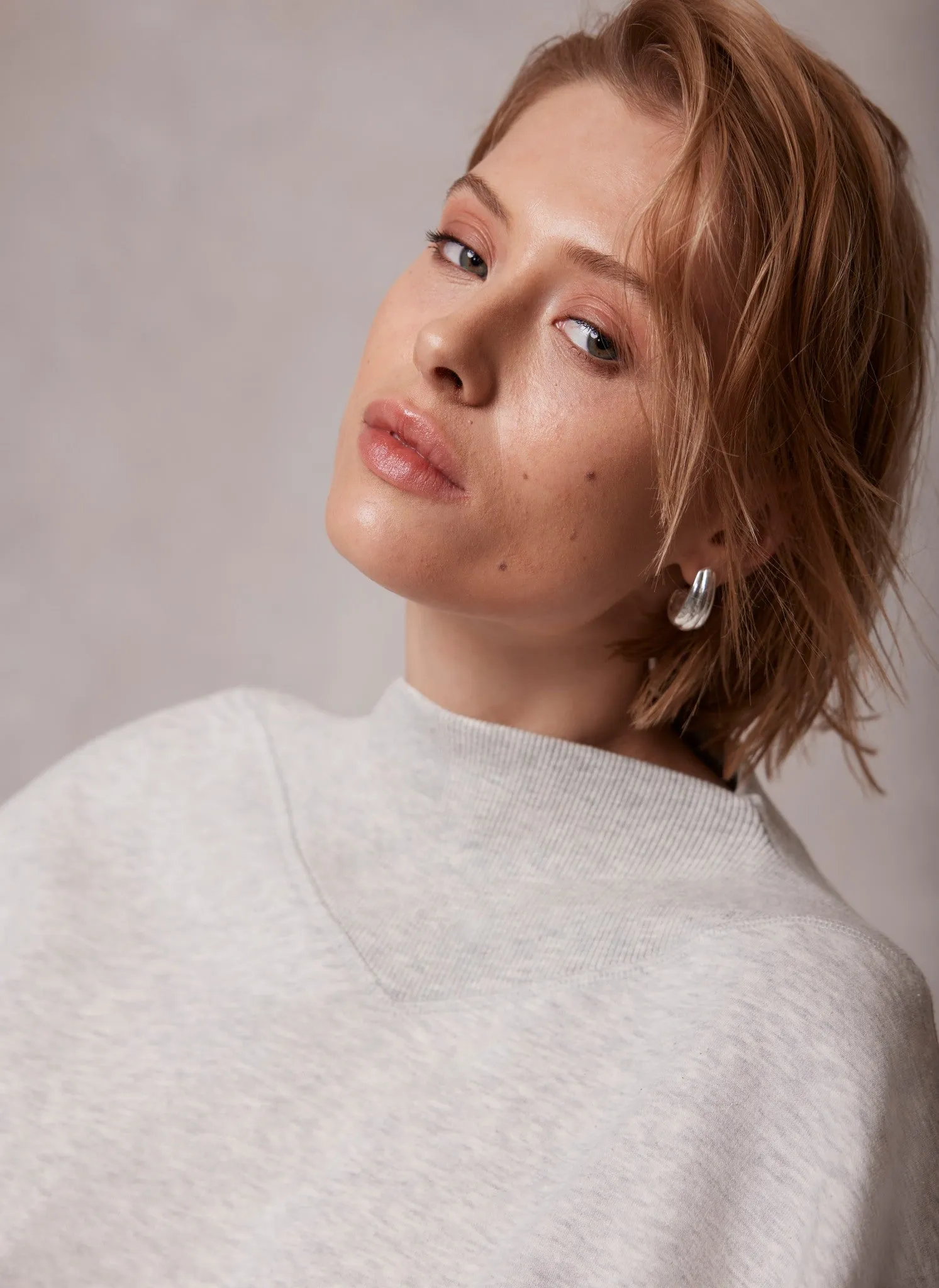 Grey Ribbed High Neck Sweatshirt sold by Mint Velvet product image thumbnail 5