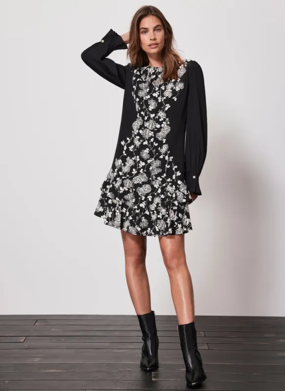 Black Floral Print Mini Dress sold by Mint Velvet