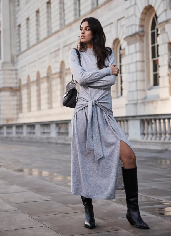 Grey Knot Midi Dress made by Mint Velvet