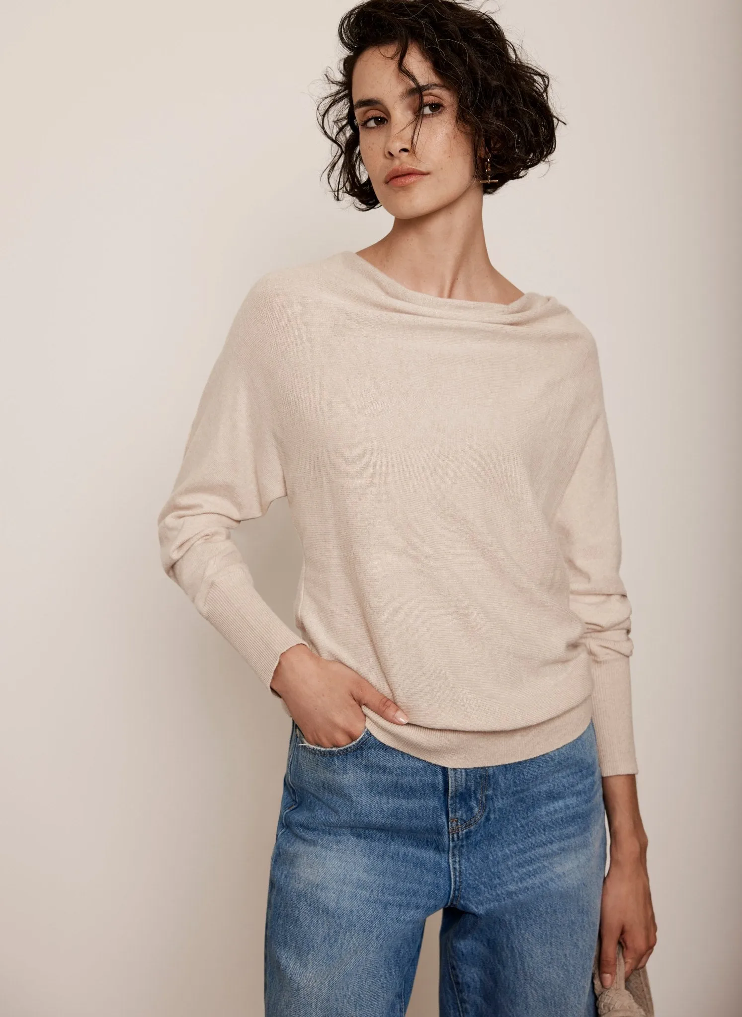 Neutral Cotton Blend Cowl Neck Jumper sold by Mint Velvet product image thumbnail 5