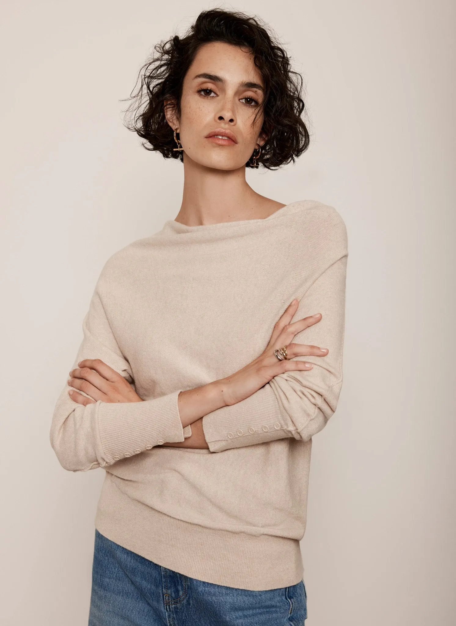 Neutral Cotton Blend Cowl Neck Jumper sold by Mint Velvet product image thumbnail 2