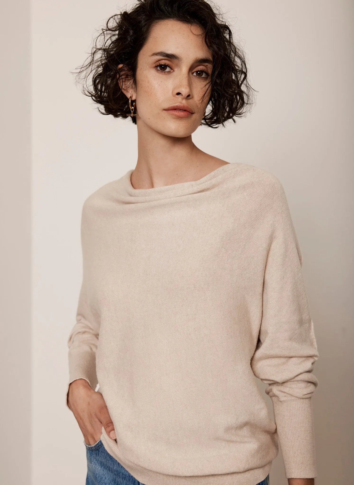 Neutral Cotton Blend Cowl Neck Jumper sold by Mint Velvet product image thumbnail 4