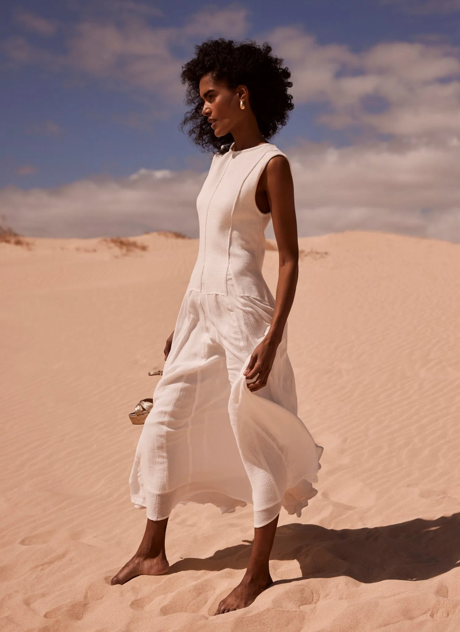 Cream Cotton Maxi Dress sold by Mint Velvet