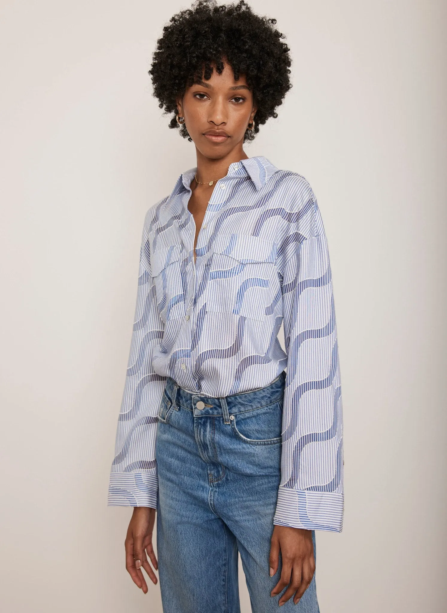 Blue Stripe Jacquard Shirt sold by Mint Velvet product image thumbnail 4
