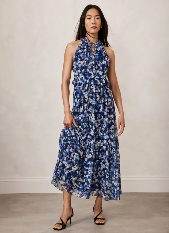 Blue Abstract Print Maxi Dress sold by Mint Velvet