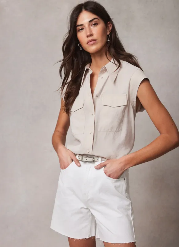 Neutral Sleeveless Utility Shirt sold by Mint Velvet