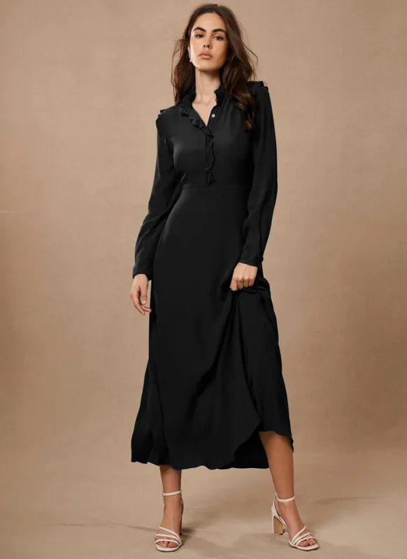 Black Ruffled Maxi Dress sold by Mint Velvet